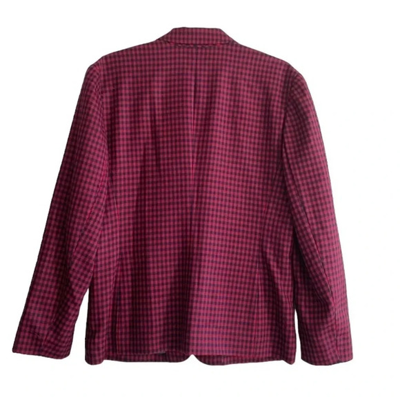 Pendleton Plaid Wool Blazer Vintage 80s 100% Wool Red & Navy Women’s size 10 - Picture 3 of 12